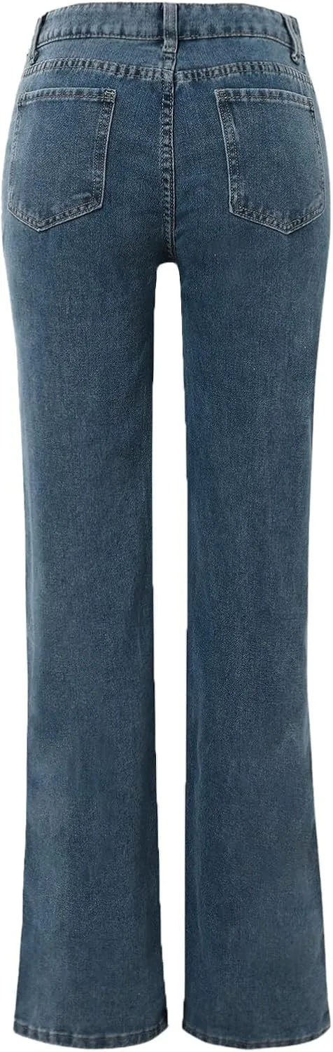 2024 Wide Leg Jeans for Women High Waist Loose Straight Denim Pants 90s Baggy Jeans Trouser Jeans with Pockets