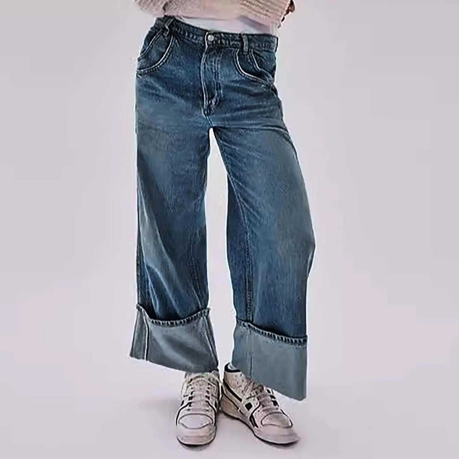 2024 Wide Leg Jeans for Women High Waist Loose Straight Denim Pants 90s Baggy Jeans Trouser Jeans with Pockets