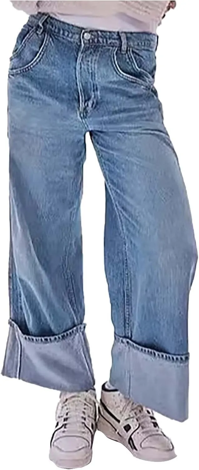 2024 Wide Leg Jeans for Women High Waist Loose Straight Denim Pants 90s Baggy Jeans Trouser Jeans with Pockets