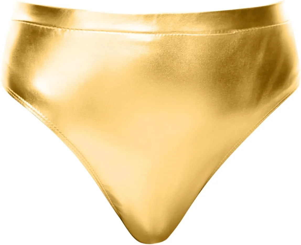 2024 Women's Metallic Faux Leather Shorts Elastic High Waist Shorts Shiny Sexy Rave Short Hot Pants for Party Clubwear