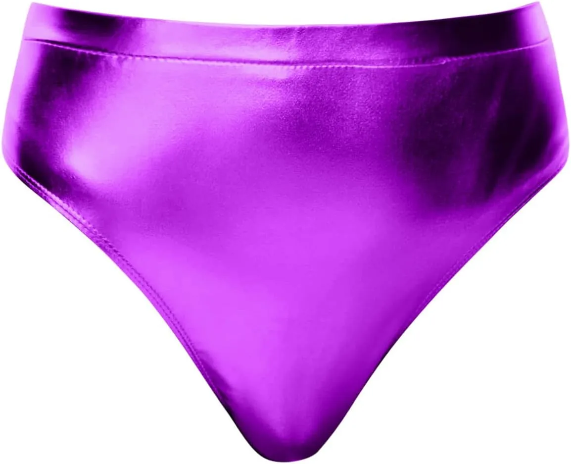 2024 Women's Metallic Faux Leather Shorts Elastic High Waist Shorts Shiny Sexy Rave Short Hot Pants for Party Clubwear
