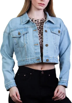 2025 Cropped Denim Jacket for Women Stretchy Fitted with 2 Pockets  Lightweight Trendy Short Jean Shacket