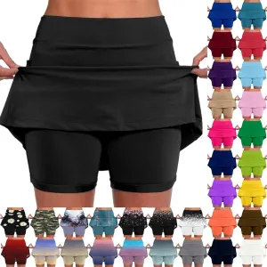 aihihe Tennis Skirts for Women with Shorts Pleated Black Cotton Pleated Skirt for Women Bike Shorts Women Cotton