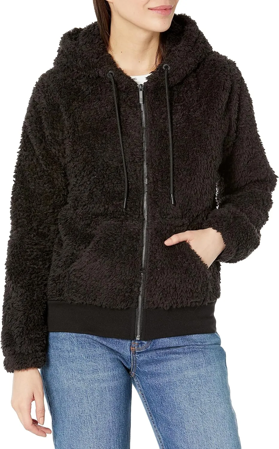Andrew Marc Women's Teddy Fleece Full Zip Hooded Jacket