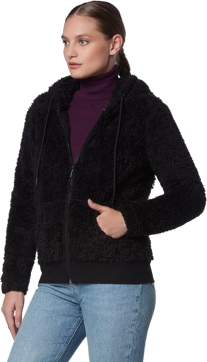 Andrew Marc Women's Teddy Fleece Full Zip Hooded Jacket