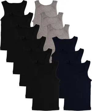 Andrew Scott Basics Boys' 12 Pack Color A-Shirt Sport Tank Top Undershirts