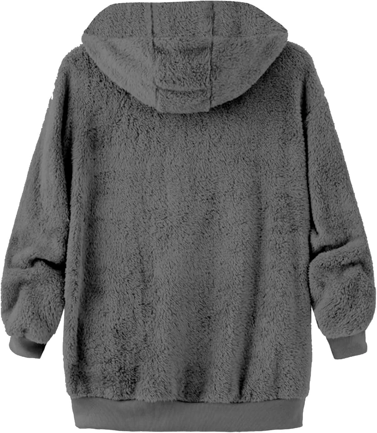 Anjikang Women's Winter Fuzzy Fleece Hooded Jacket Color Block Patchwork Cardigan Coats Fluffy Sherpa Outerwear with Pockets