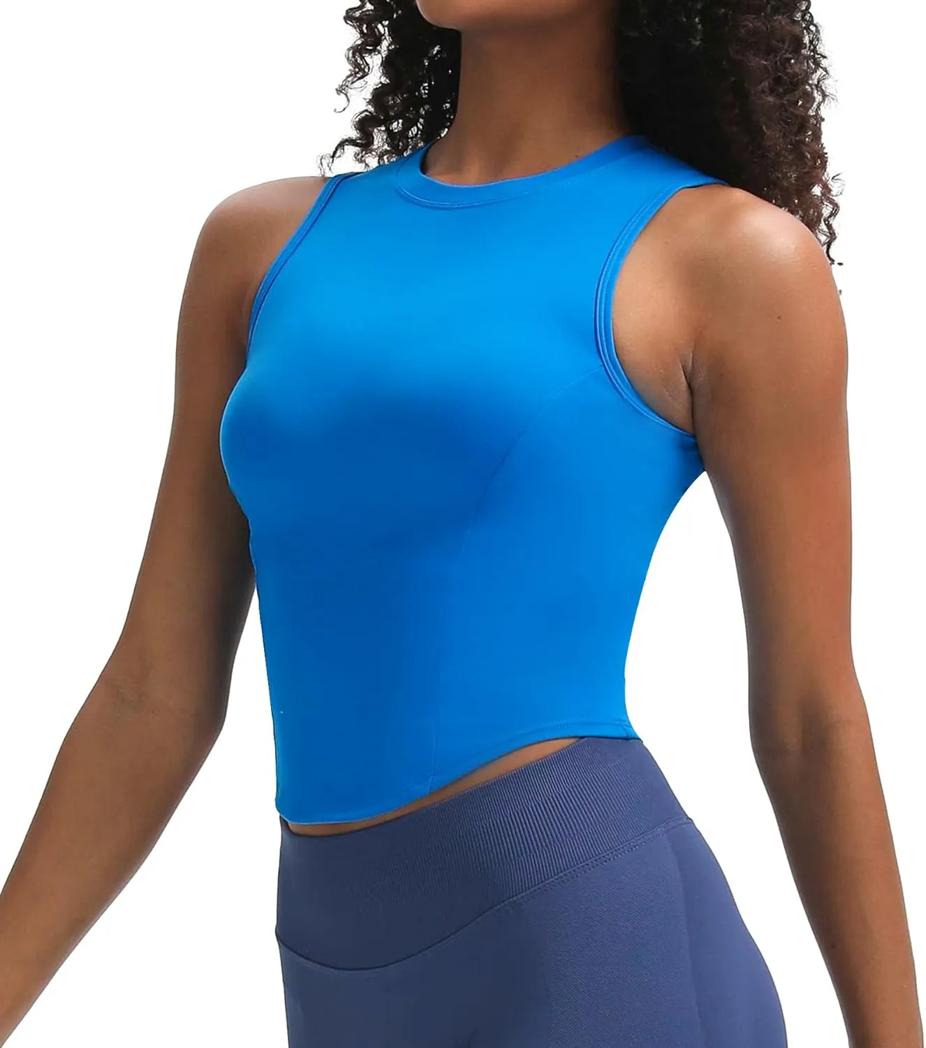 Aoxjox Women's Sleeveless Tank Tops GEO Workout Gym Yoga Curve Longline Crop Top