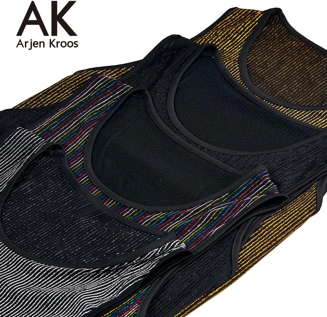 Arjen Kroos Men's Sequin Sleeveless Tank Top Sparkly Rave Metallic T-Shirt