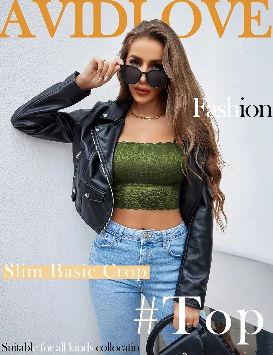 Avidlove Bralettes for Women Lace Spaghetti Strap Tank Top Tube Slim Basic Camisole