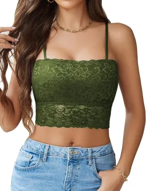 Avidlove Bralettes for Women Lace Spaghetti Strap Tank Top Tube Slim Basic Camisole