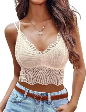 Avidlove Lace Bralette for Women V Neck Camisoles Racerback Adjustable Strap Crop Top