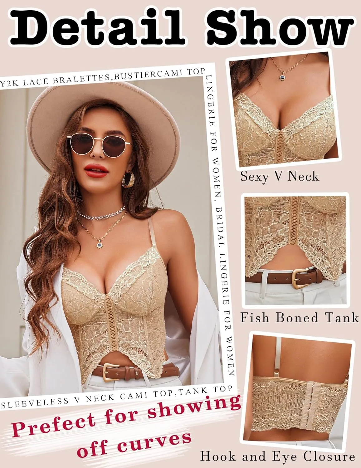 Avidlove Lace Bralettes for Women Y2k Camisole Lingerie Adjustable Strap Crop Top
