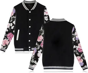 babyhealthy Women's Men's Varsity Baseball Jacket Casual Letterman Bomber Jacket Windbreaker Lightweight Jacket Coat
