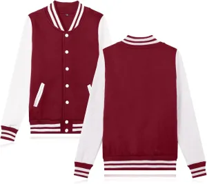 babyhealthy Women's Men's Varsity Baseball Jacket Casual Letterman Bomber Jacket Windbreaker Lightweight Jacket Coat