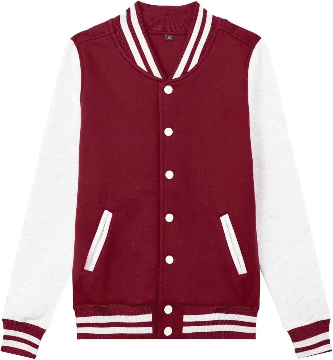 babyhealthy Women's Men's Varsity Baseball Jacket Casual Letterman Bomber Jacket Windbreaker Lightweight Jacket Coat