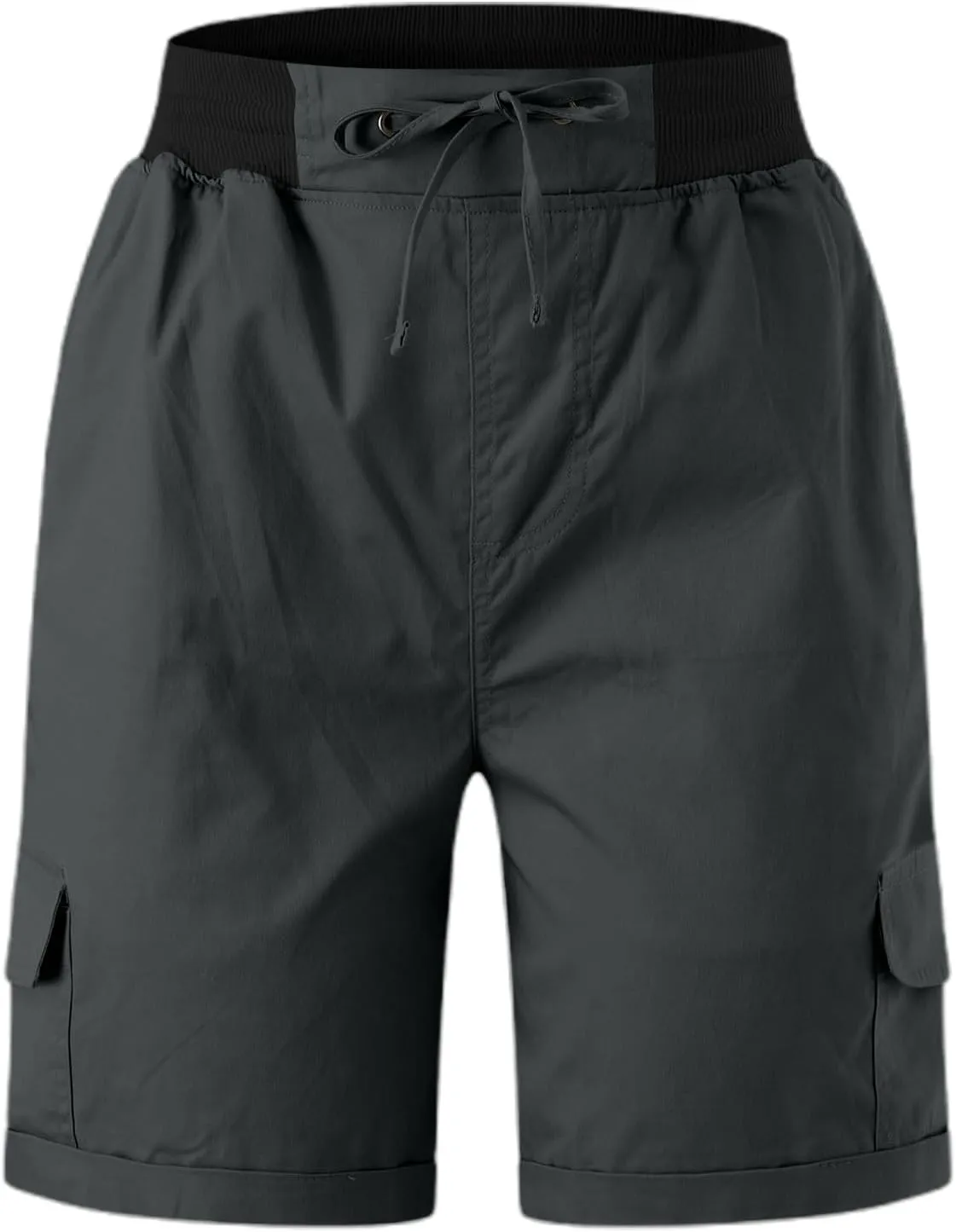 Baggy Cargo Shorts Women Elastic High Waisted Drawstring Summer Twill Hiking Shorts Loose Fit Outdoor Outfits w/Pockets