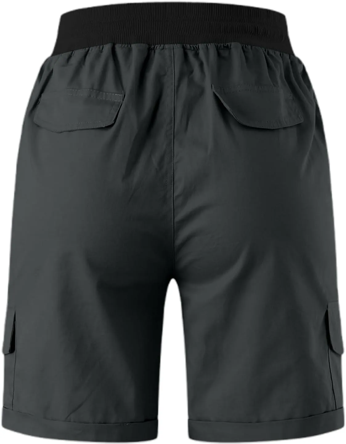 Baggy Cargo Shorts Women Elastic High Waisted Drawstring Summer Twill Hiking Shorts Loose Fit Outdoor Outfits w/Pockets