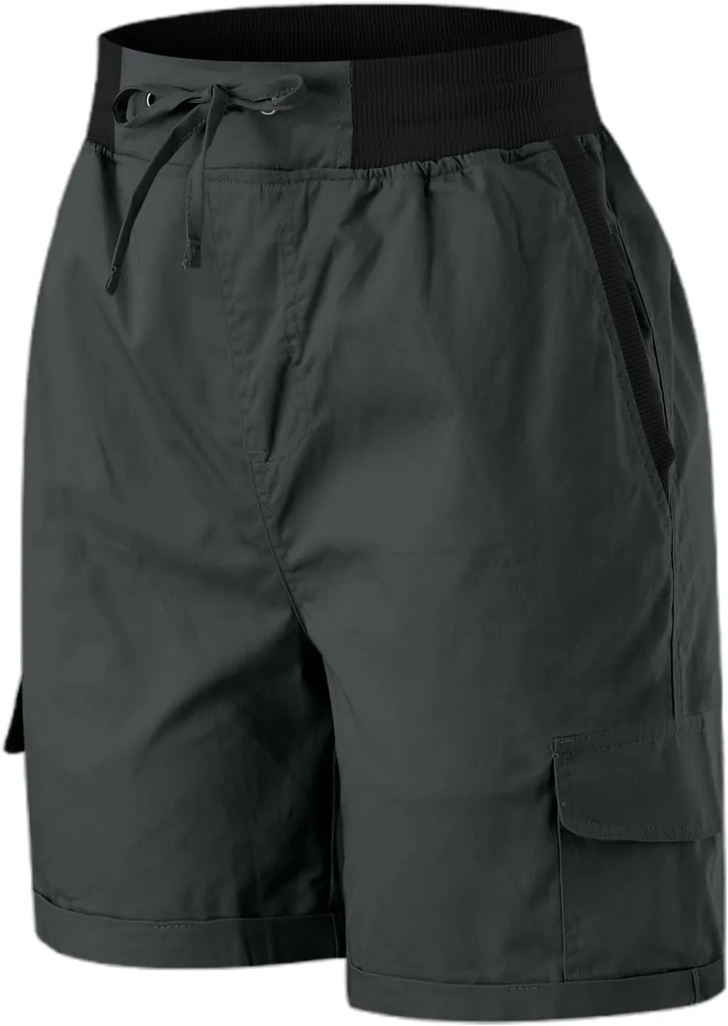 Baggy Cargo Shorts Women Elastic High Waisted Drawstring Summer Twill Hiking Shorts Loose Fit Outdoor Outfits w/Pockets