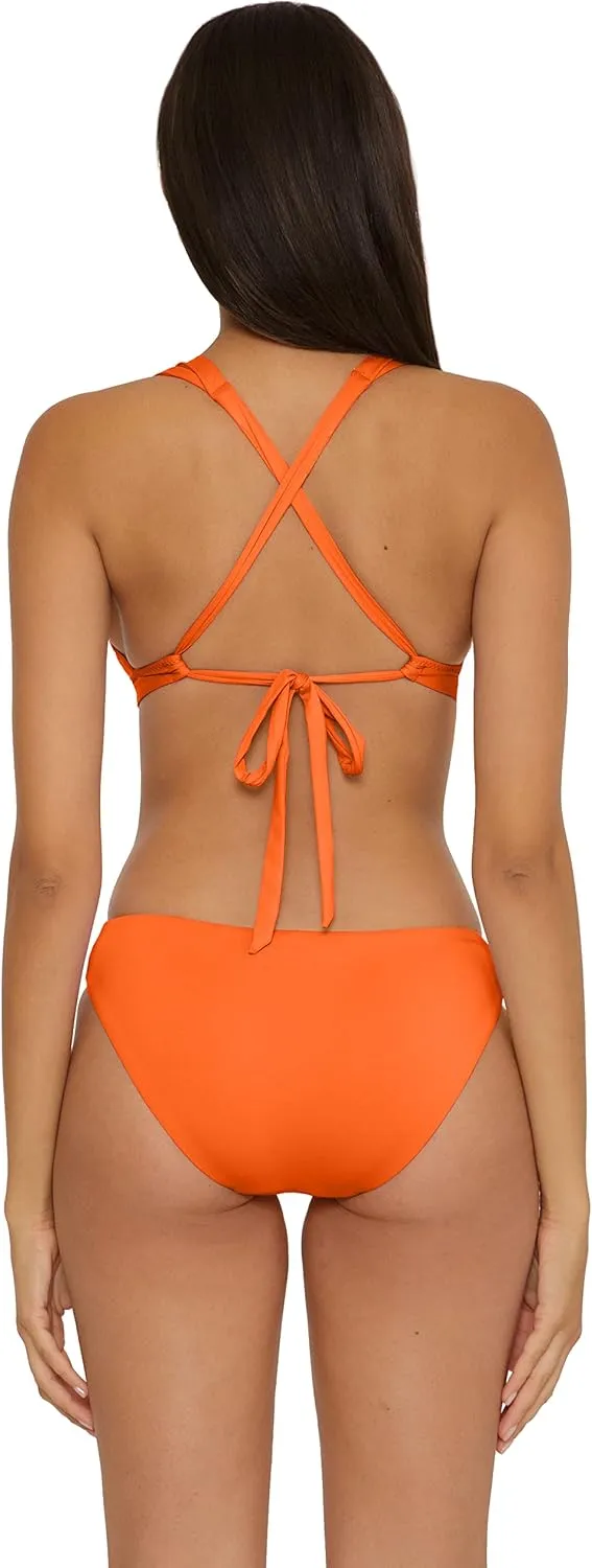 BECCA Women's Color Prism Halter Bikini Top, Adjustable, Tie Back, Swimwear Separates