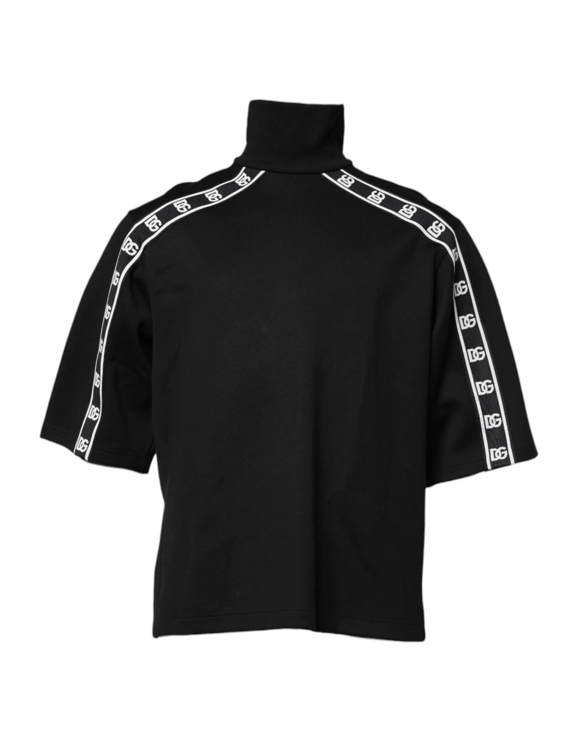 Black Cotton DG Print Turtleneck T-shirt