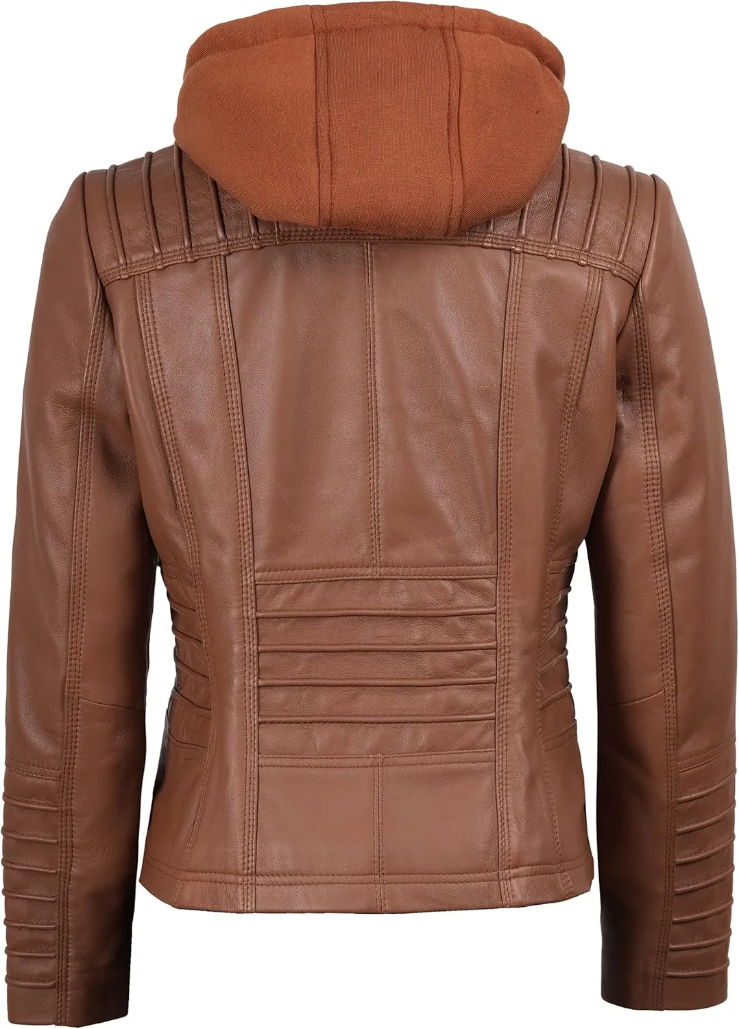 Blingsoul Leather Jacket Women - Real Lambskin Womens Leather Jackets with Removable Hood