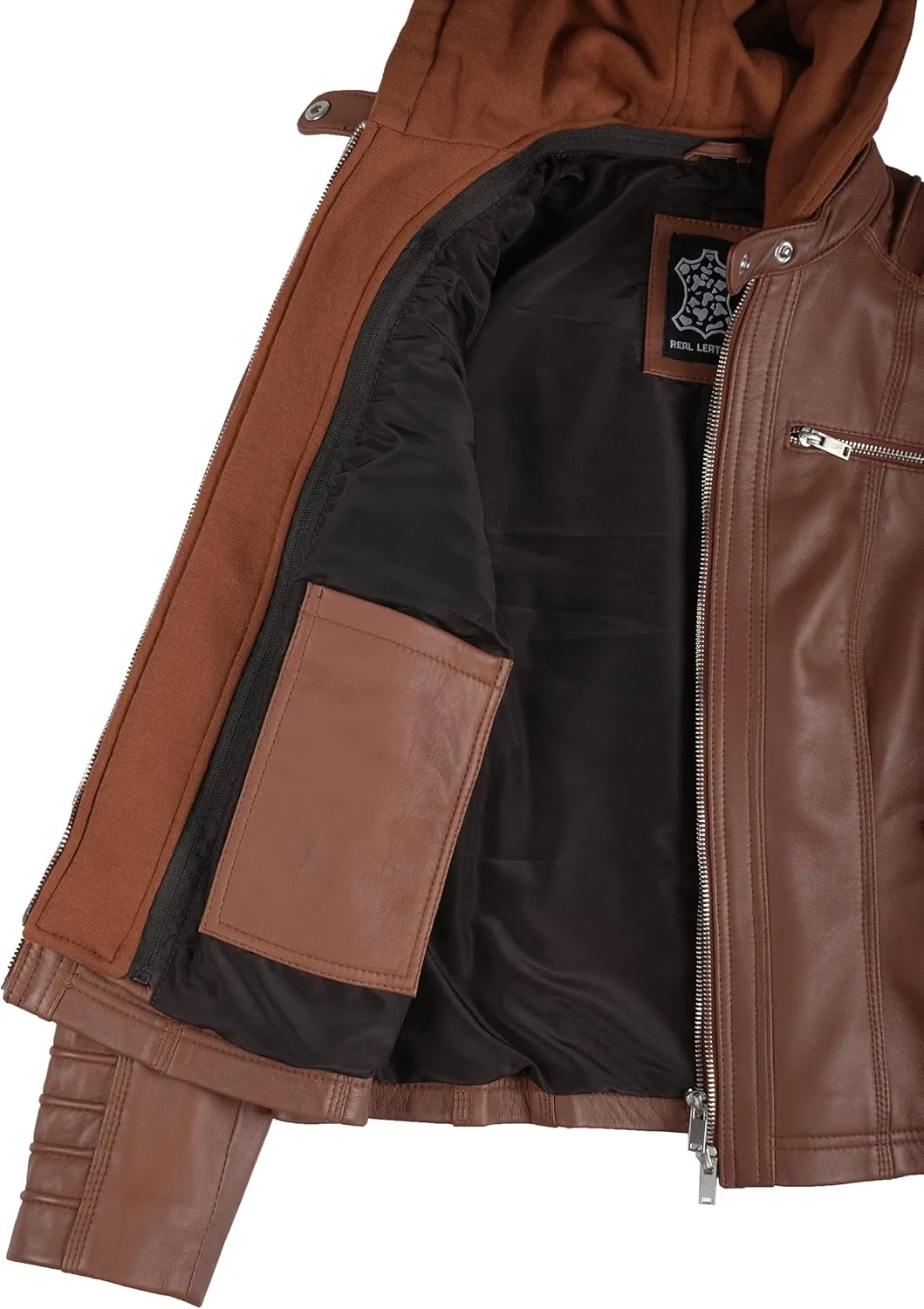 Blingsoul Leather Jacket Women - Real Lambskin Womens Leather Jackets with Removable Hood