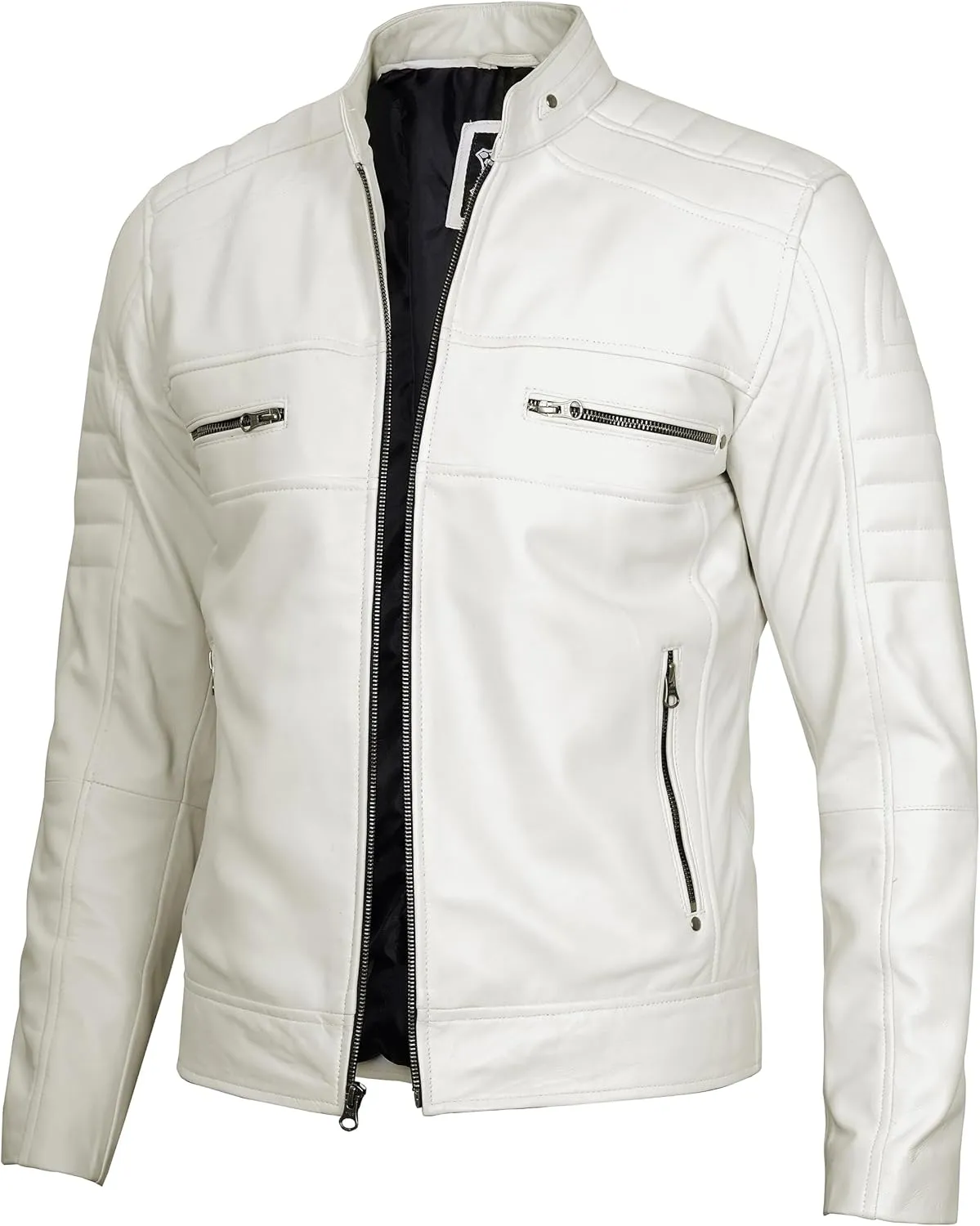 Blingsoul Real Lambskin Men's Leather Jackets - Cafe Racer Style Premium Leather Jacket Men