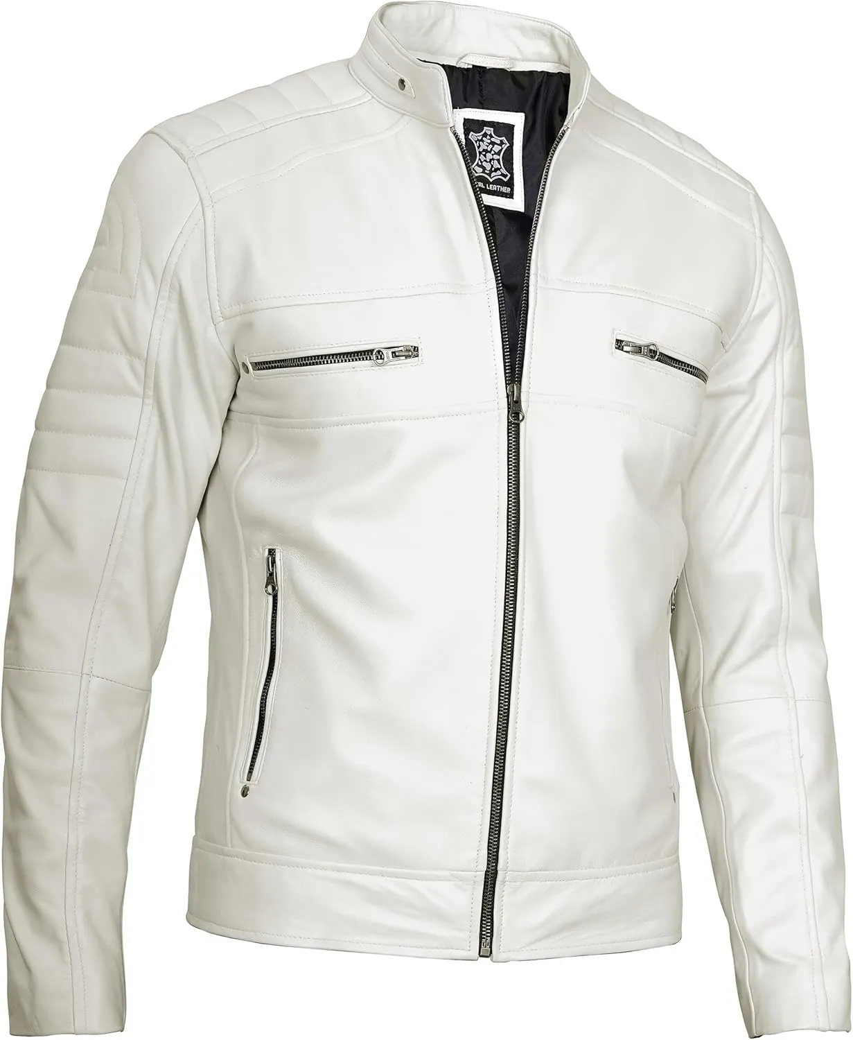 Blingsoul Real Lambskin Men's Leather Jackets - Cafe Racer Style Premium Leather Jacket Men