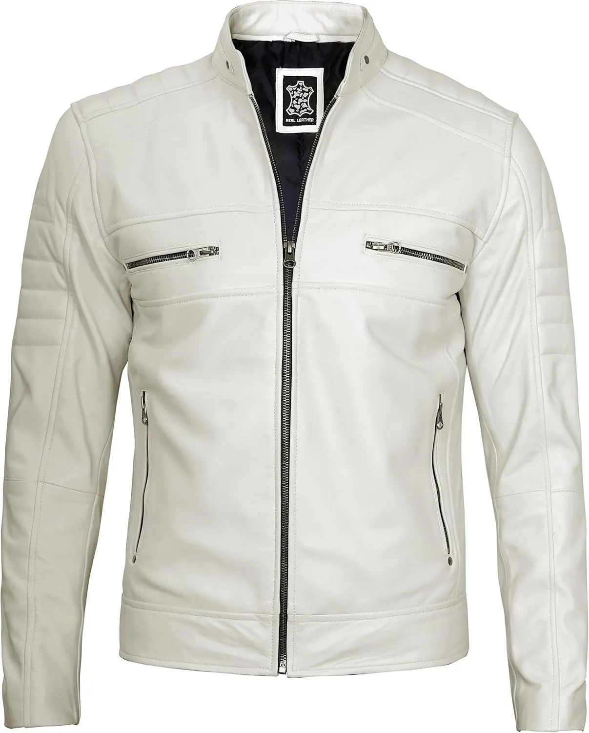 Blingsoul Real Lambskin Men's Leather Jackets - Cafe Racer Style Premium Leather Jacket Men