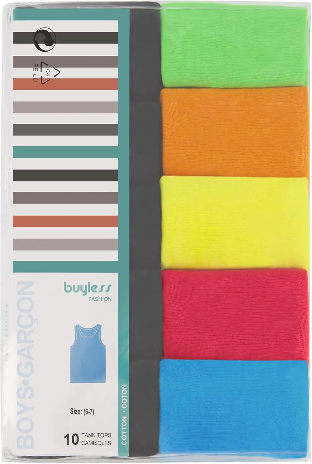 Buyless Fashion Boys Scoop Neck Tagless Undershirts Soft Cotton Tank Top (10 Pack)