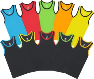 Buyless Fashion Boys Scoop Neck Tagless Undershirts Soft Cotton Tank Top (10 Pack)