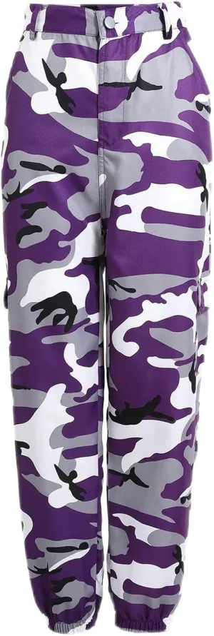 Camo Cargo Pants for Women Fashion Y2K High Waist Military Army Cargo Pants Sweatpants with Pockets Jogger Trousers