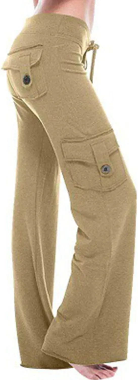 Cargo Pants for Women 2024 Plus Size Stretch High Waist Wide Leg Trouser Casual Comfy Yoga Workout with Pockets