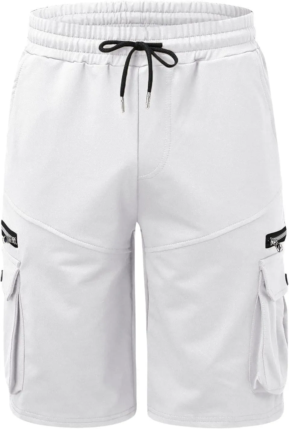 Cargo Shorts for Men Loose Fit Elastic Waist Drawstring Casual Work Shorts with Multi Pockets Twill Outdoor Hiking Shorts
