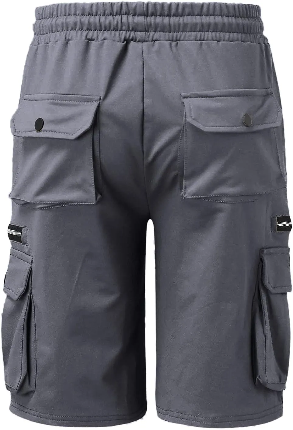 Cargo Shorts for Men Loose Fit Elastic Waist Drawstring Casual Work Shorts with Multi Pockets Twill Outdoor Hiking Shorts