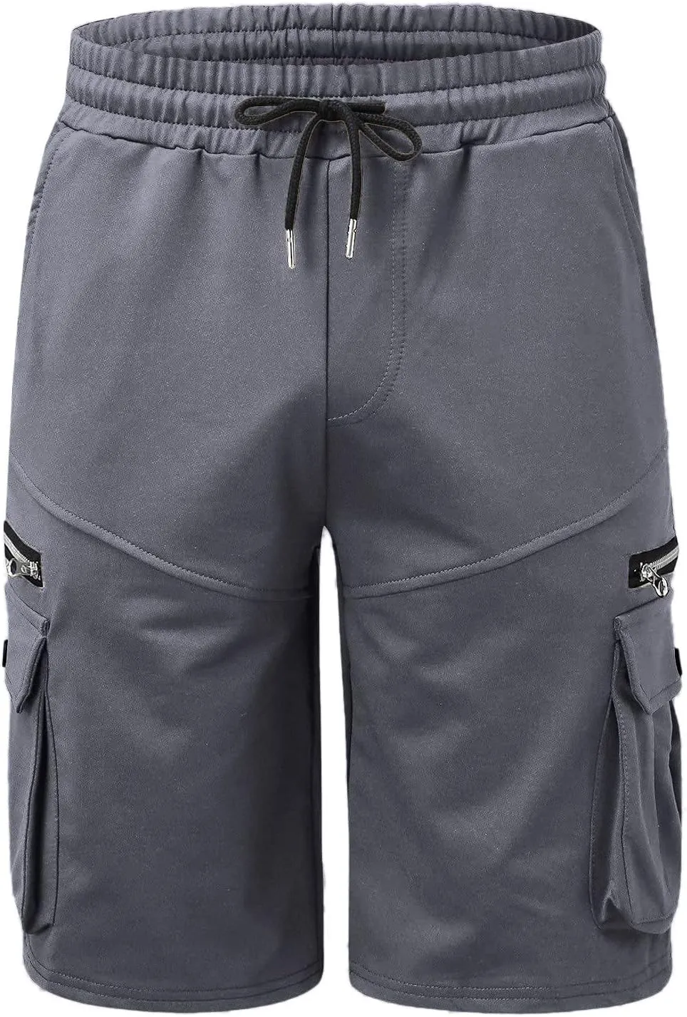 Cargo Shorts for Men Loose Fit Elastic Waist Drawstring Casual Work Shorts with Multi Pockets Twill Outdoor Hiking Shorts
