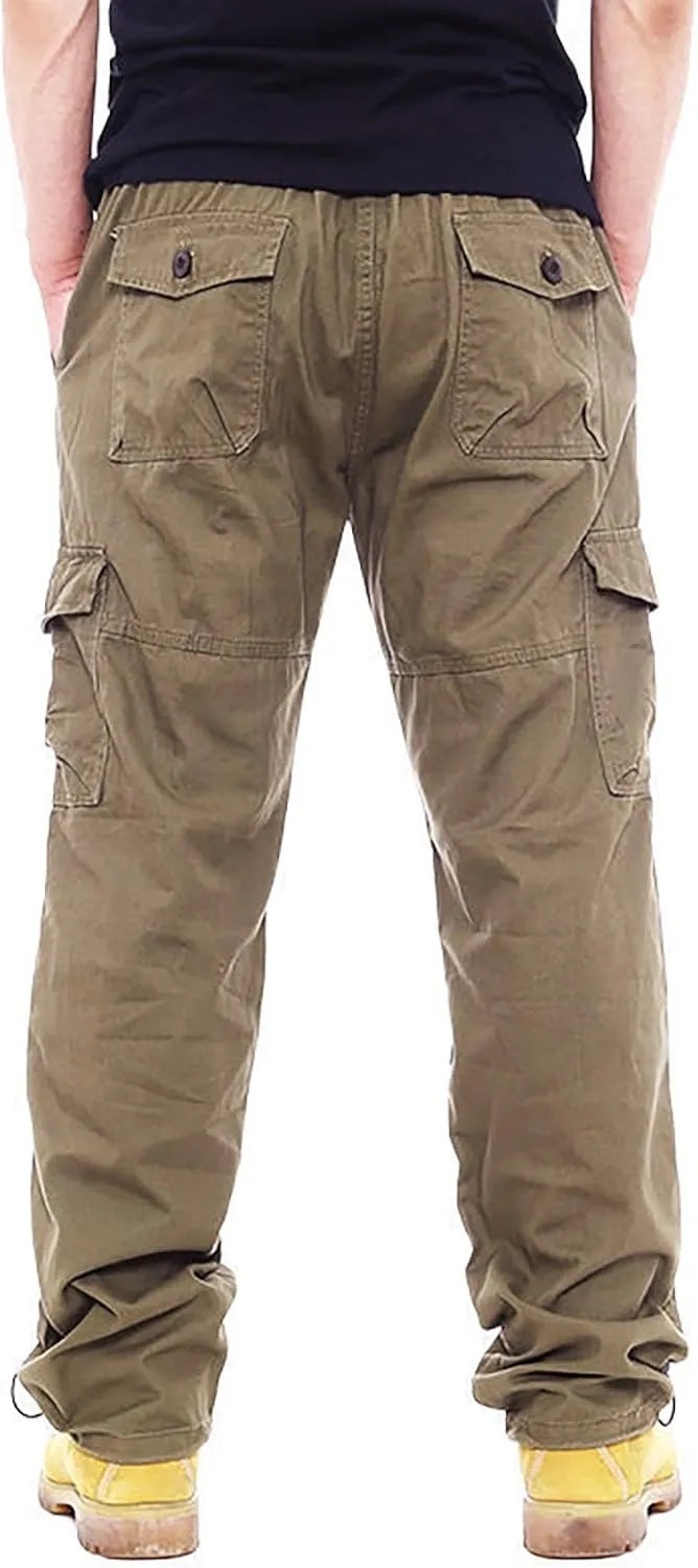 Cargo Work Pants for Men Slim Fit Zipper Pockets Baggy Pants Stretch Tapered Fit Sweat Pants Joggers Plus Size Pants