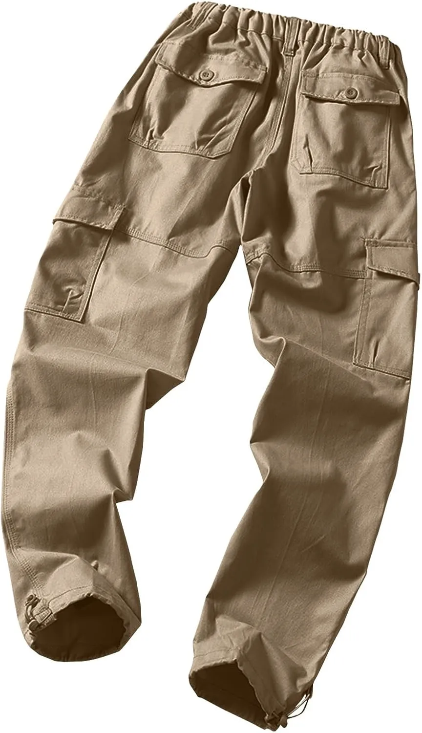Cargo Work Pants for Men Slim Fit Zipper Pockets Baggy Pants Stretch Tapered Fit Sweat Pants Joggers Plus Size Pants