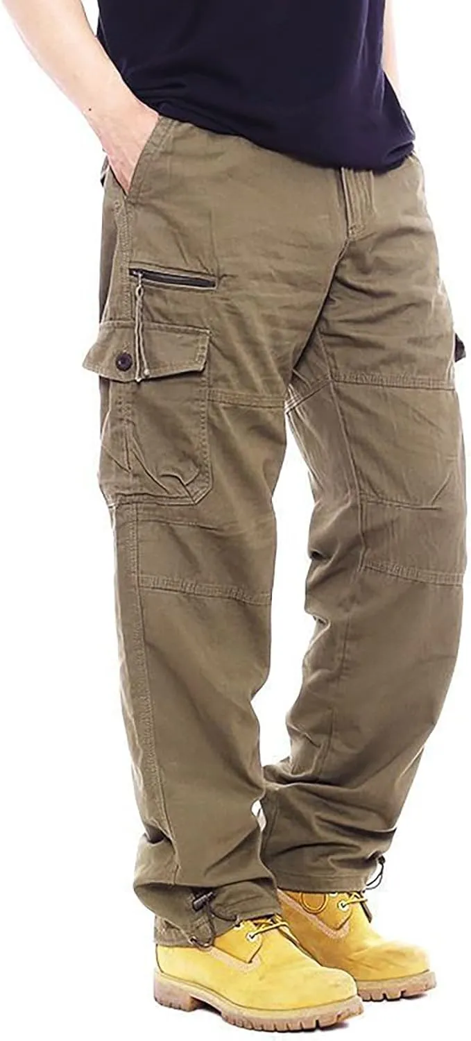 Cargo Work Pants for Men Slim Fit Zipper Pockets Baggy Pants Stretch Tapered Fit Sweat Pants Joggers Plus Size Pants