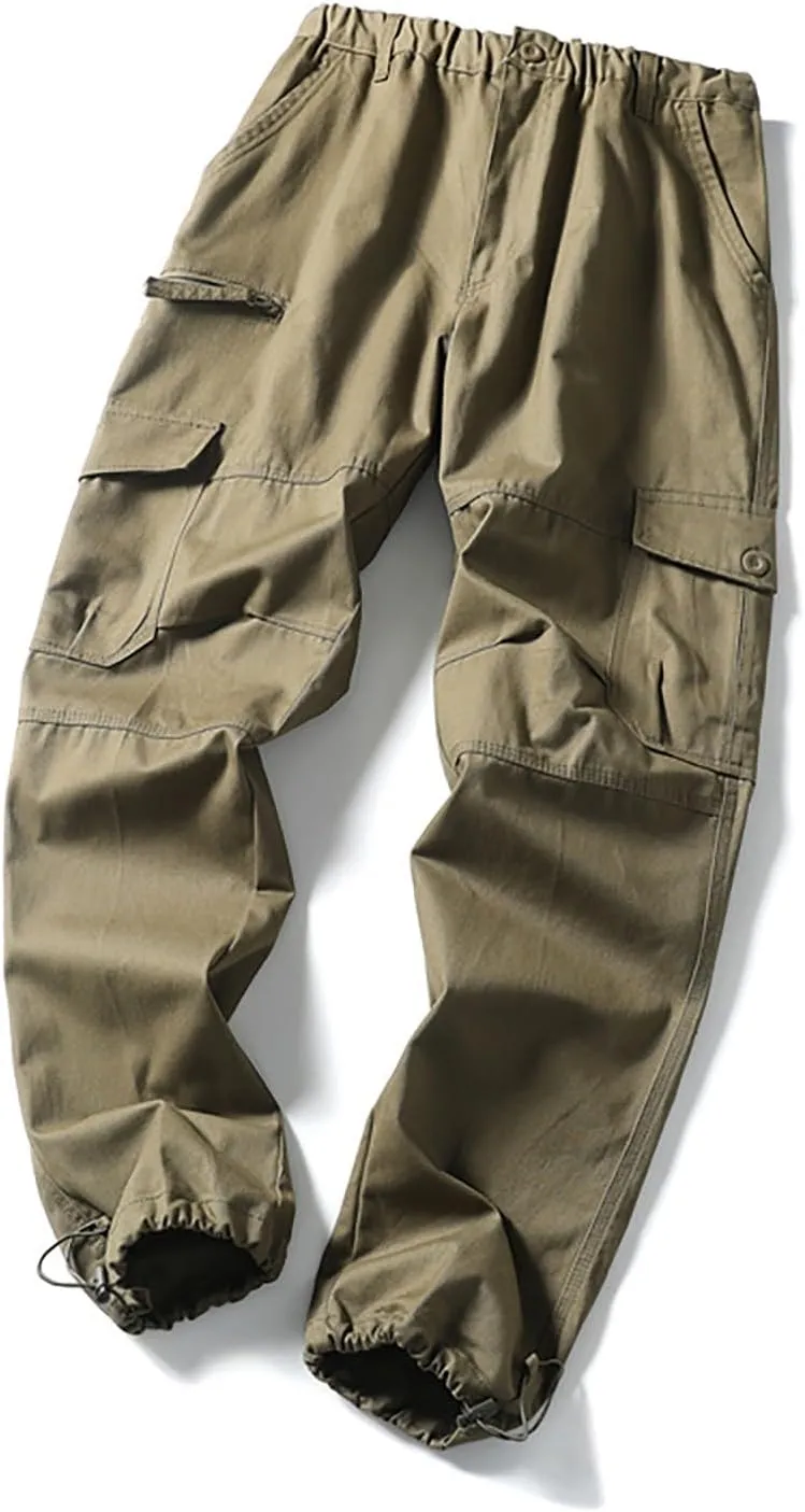 Cargo Work Pants for Men Slim Fit Zipper Pockets Baggy Pants Stretch Tapered Fit Sweat Pants Joggers Plus Size Pants