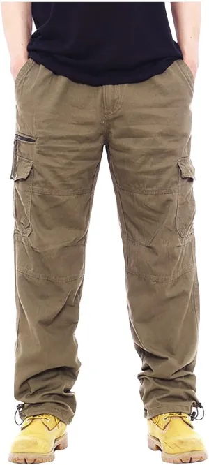 Cargo Work Pants for Men Slim Fit Zipper Pockets Baggy Pants Stretch Tapered Fit Sweat Pants Joggers Plus Size Pants