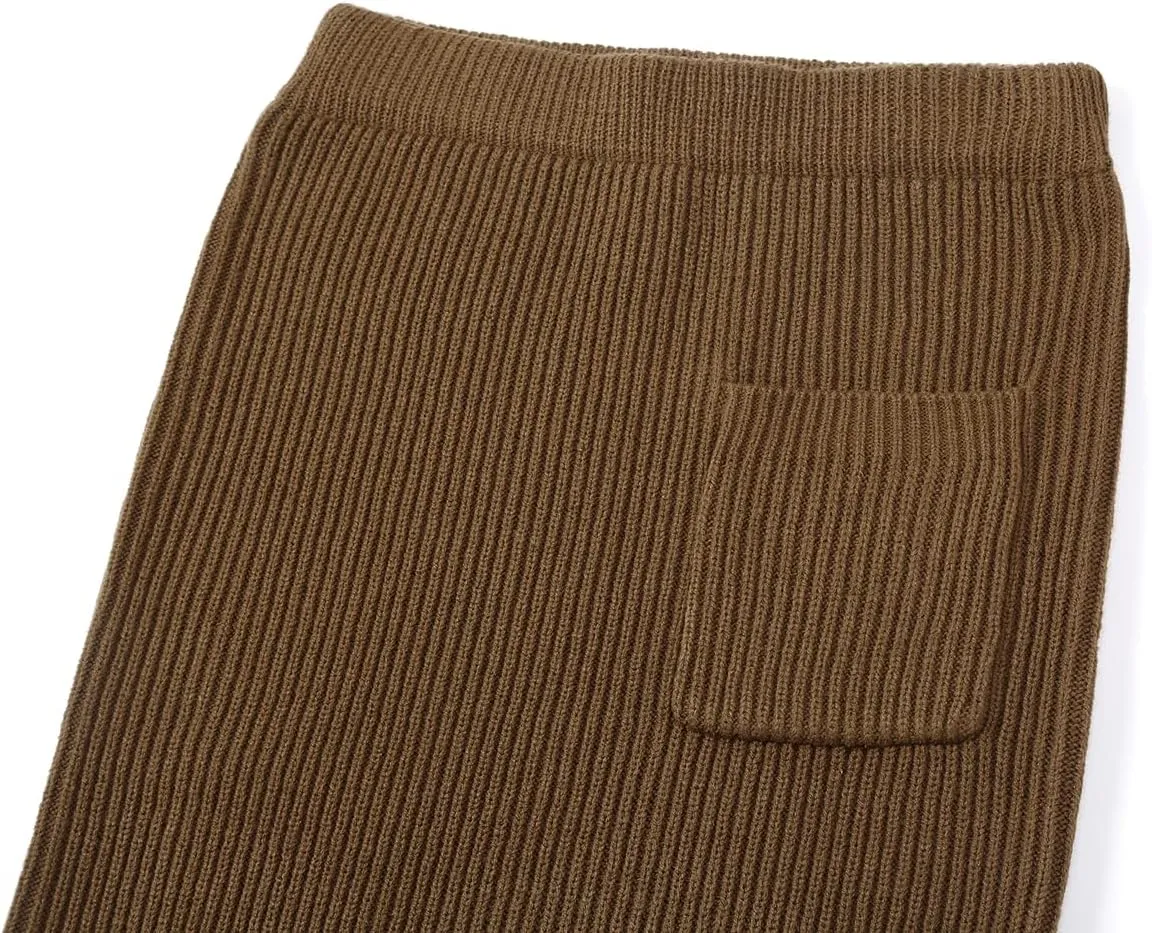 chouyatou Women's Turtleneck 2 Piece Outfits Ribbed Knit Sweater Midi Pencil Skirt Set