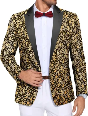COOFANDY Men's Paisley Tuxedo Jacket One Button Dress Suit Jacket Floral Blazer for Dinner Party Prom Wedding