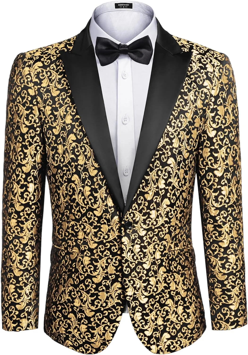 COOFANDY Men's Paisley Tuxedo Jacket One Button Dress Suit Jacket Floral Blazer for Dinner Party Prom Wedding
