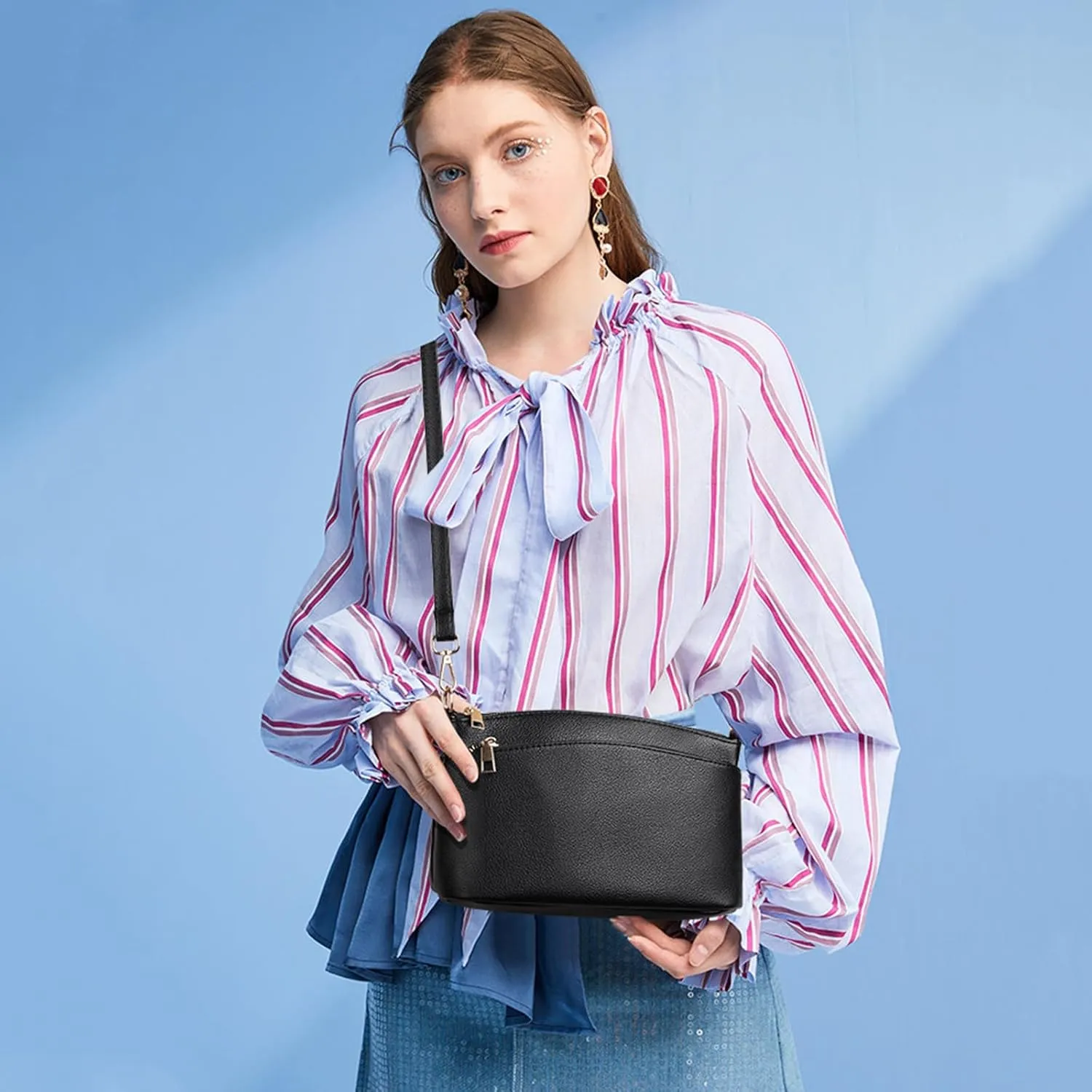 Crossbody Bag for Women, Vegan Leather Top Handle Handbags Small Shoulder Purse