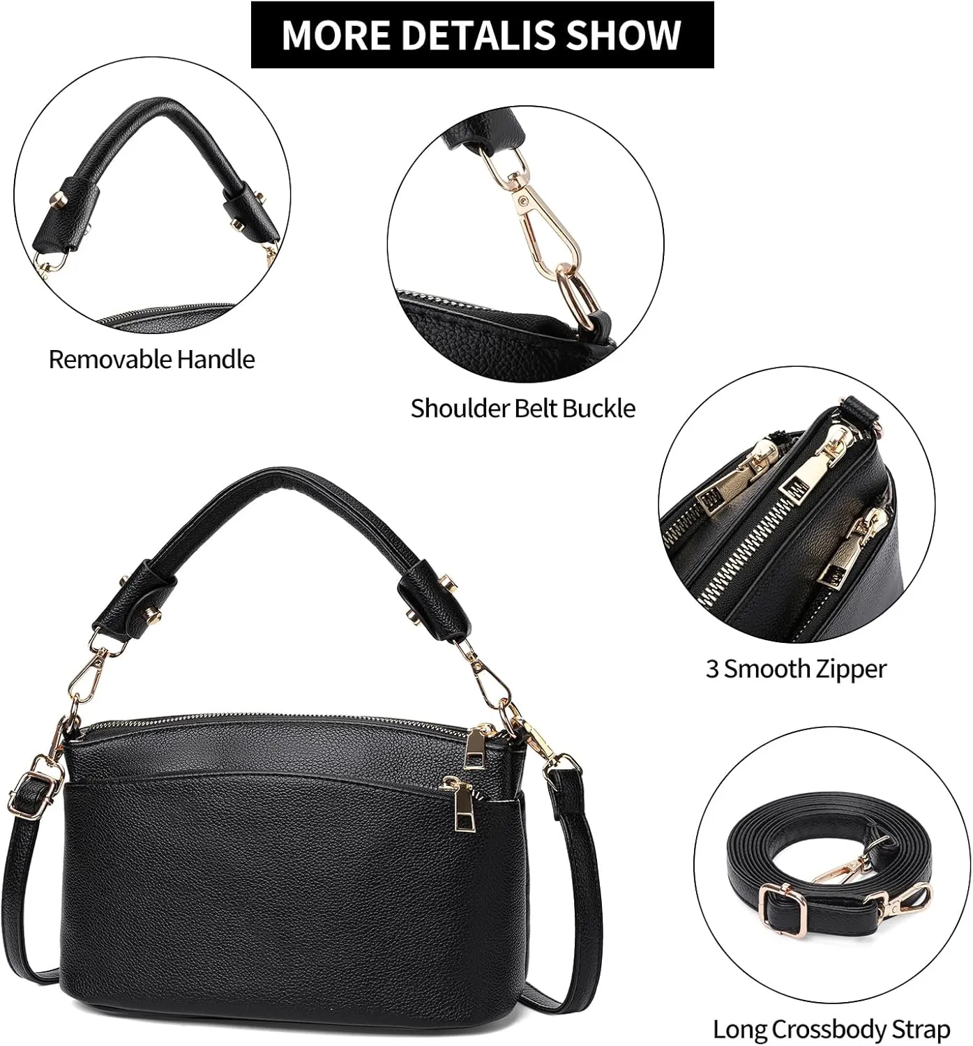Crossbody Bag for Women, Vegan Leather Top Handle Handbags Small Shoulder Purse