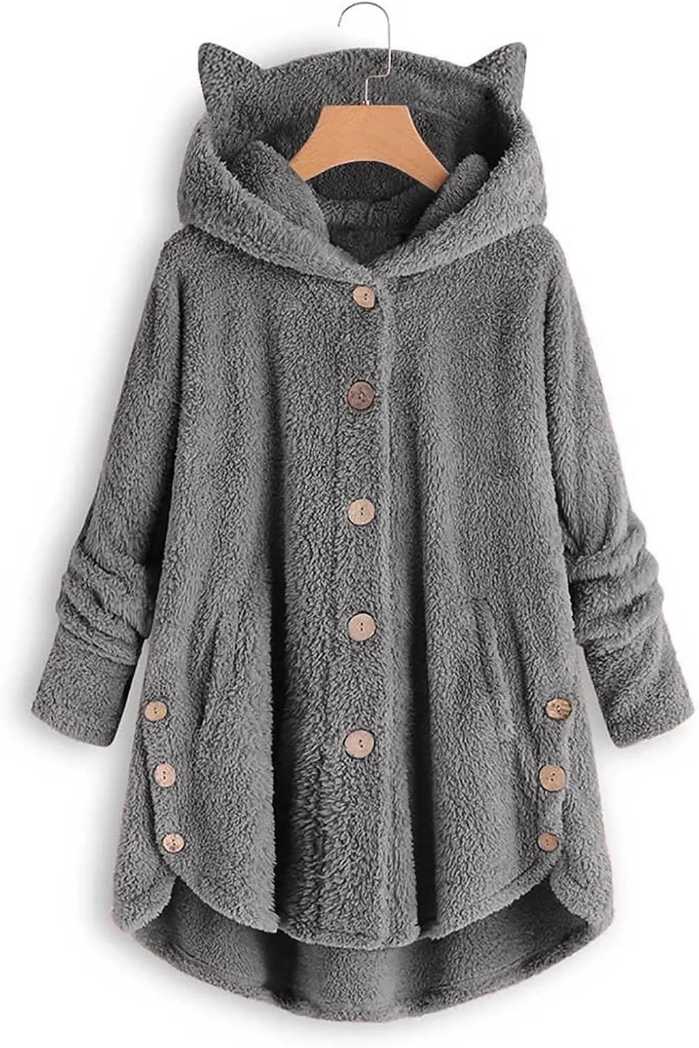 Cute Winter Coats for Women Fleece Oversized Hoodies Sherpa Jacket Plus Size Teddy Coats Button Down Casual Outwear