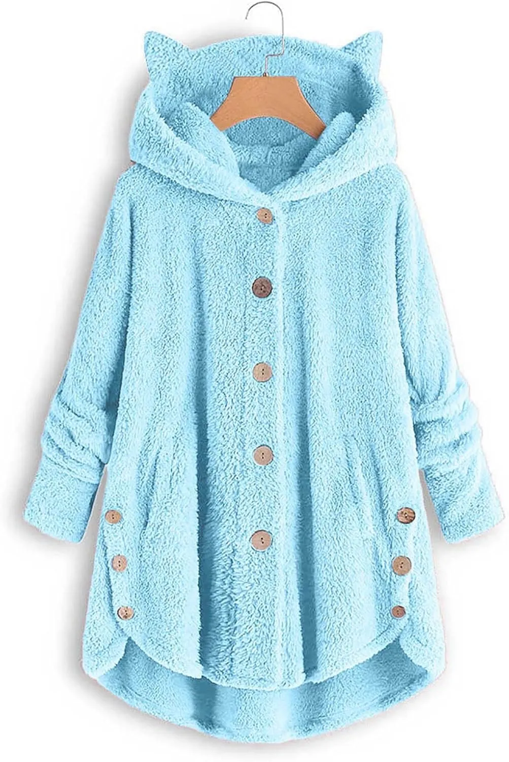 Cute Winter Coats for Women Fleece Oversized Hoodies Sherpa Jacket Plus Size Teddy Coats Button Down Casual Outwear