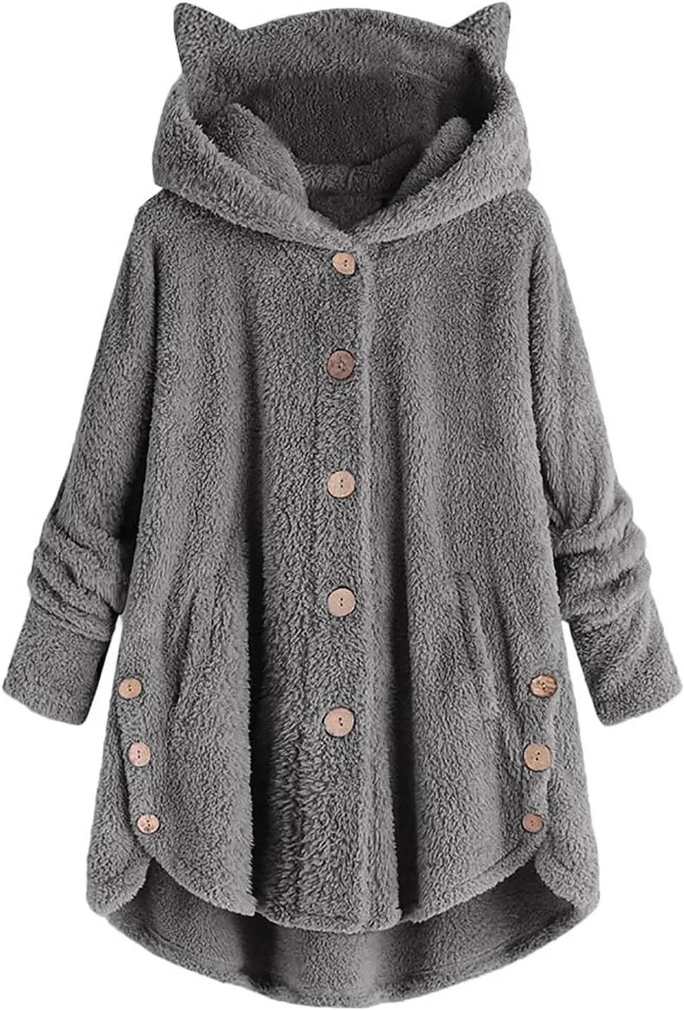 Cute Winter Coats for Women Fleece Oversized Hoodies Sherpa Jacket Plus Size Teddy Coats Button Down Casual Outwear
